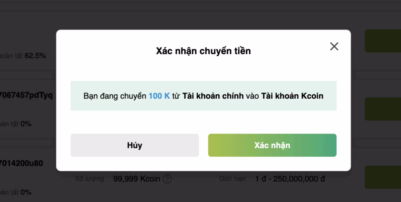 hướng dẫn chuyển đổi kcoin