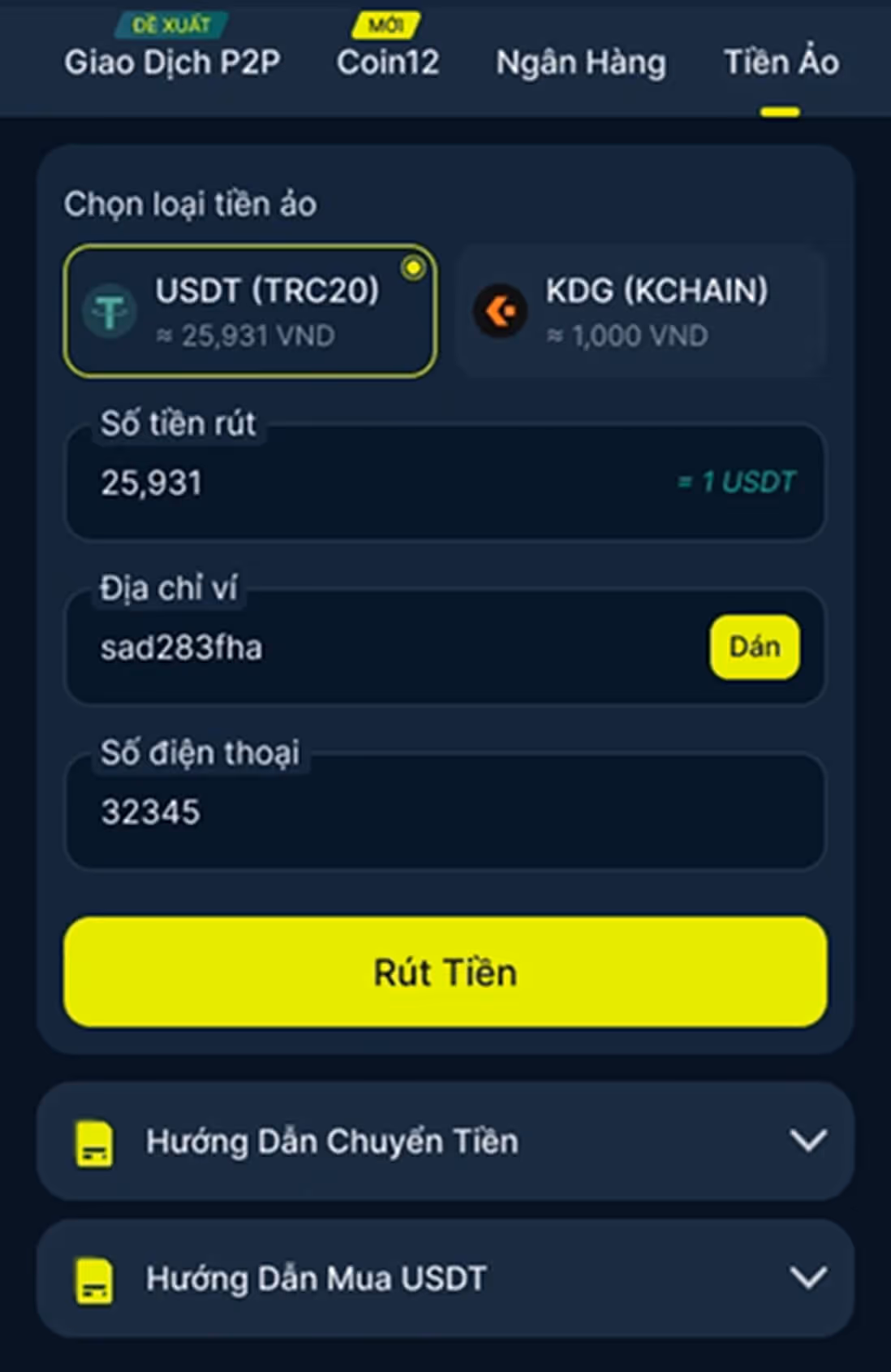 Hướng Dẫn Rút Tiền Ảo